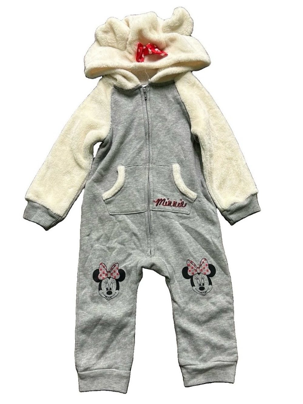 Disney Baby Girl Minnie Mouse One Piece Winter Hood Size 12-18 Months